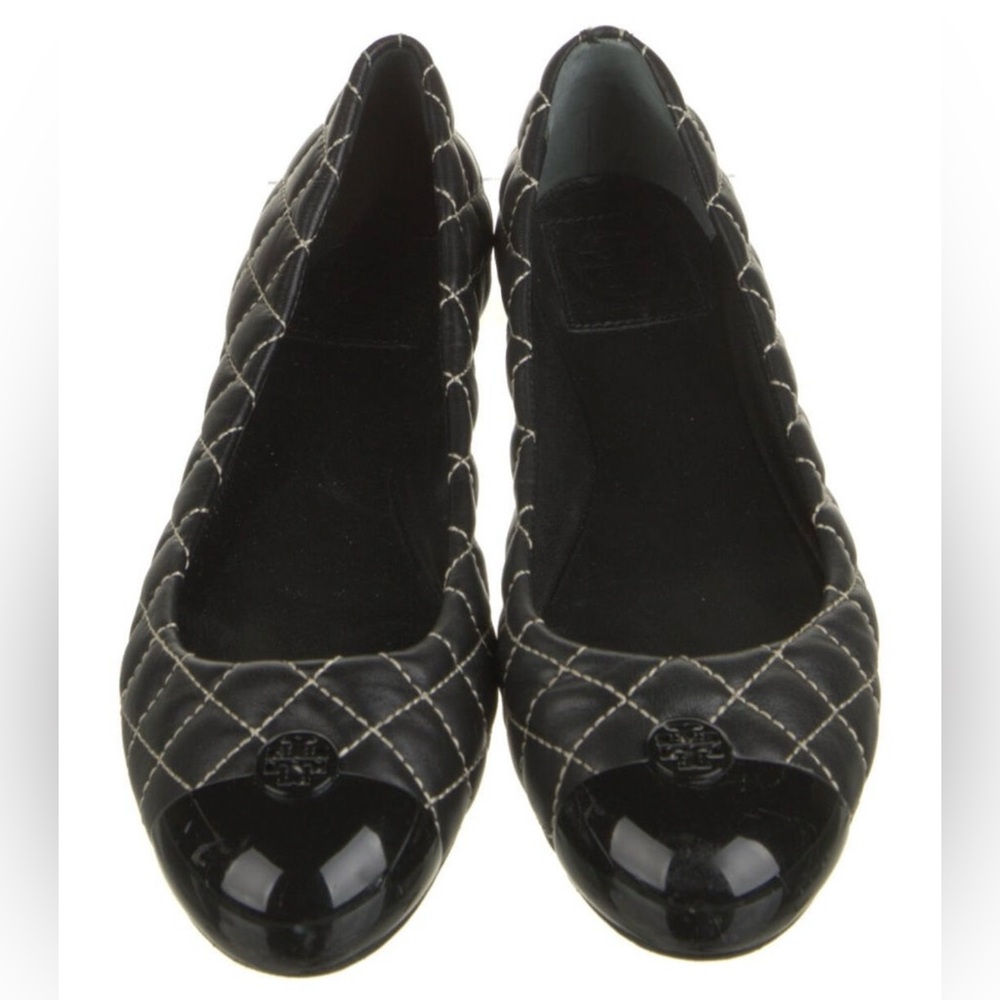 Tory Burch Black Printed Flats Size 8